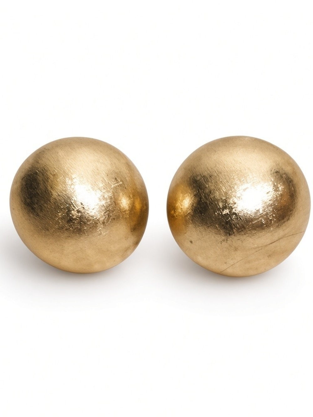 Vintage Gold Tone Brushed Round Clip On Earrings